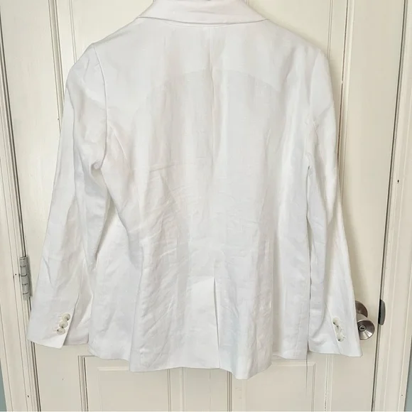 NWOT Tailored Seaming Linen Blazer in 100% Linen White 12 Office Professional - Picture 13 of 16